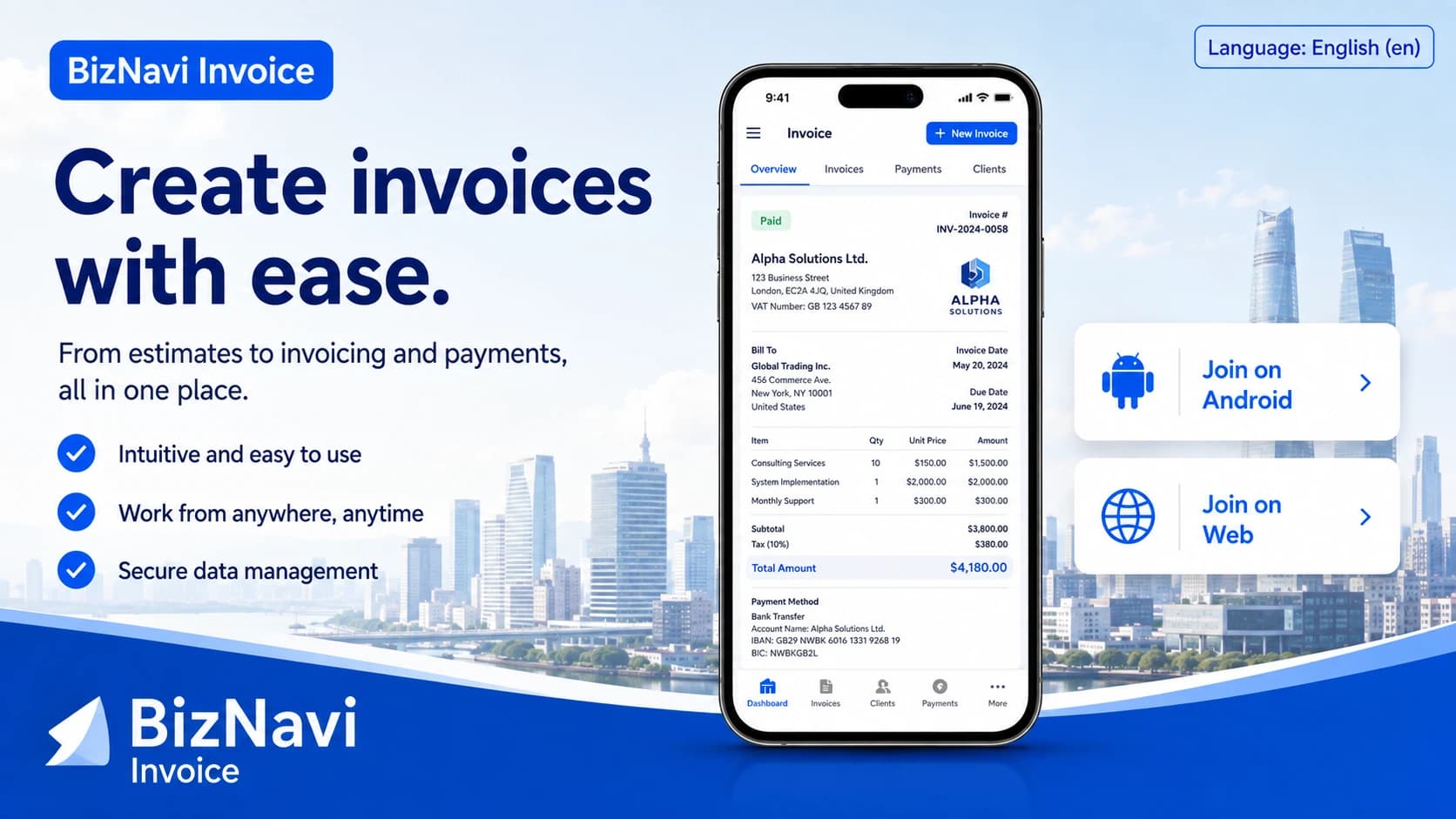 BizNavi Invoice — business invoice app